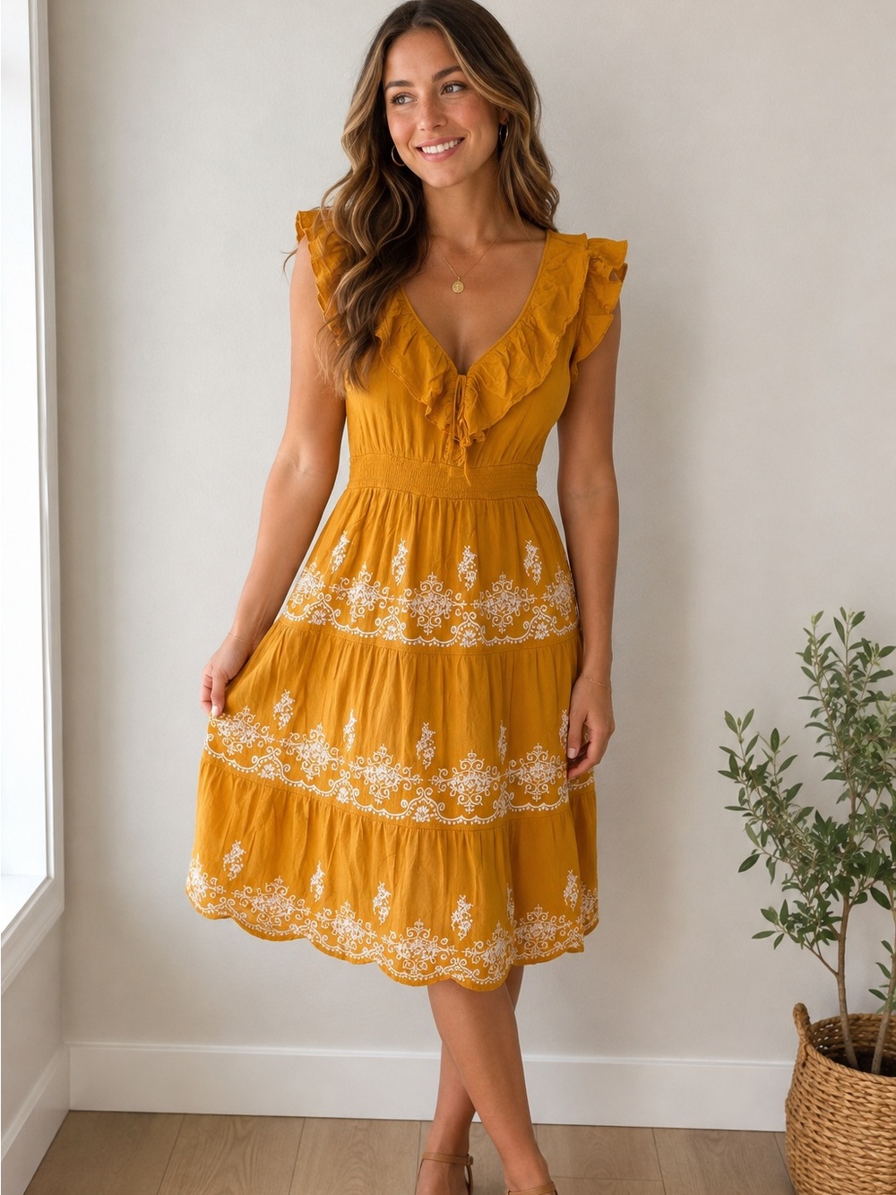 Savanna Jane Dress with White Embroidery